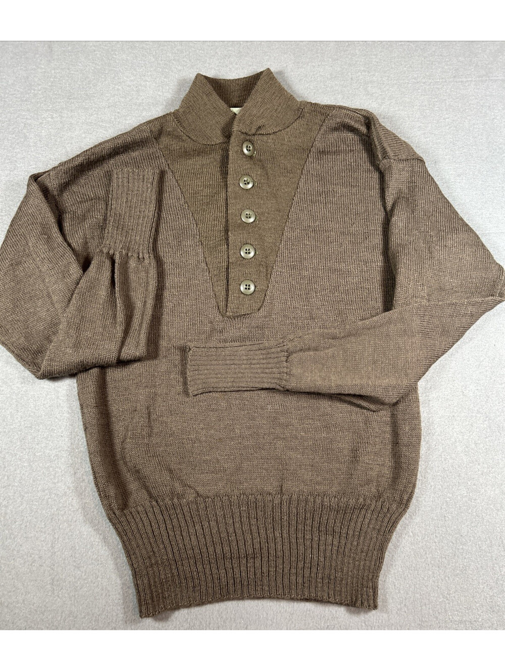 Jack Young Military Issue Brown 100% Wool Long Sleeve Sweater M-(38-40) Hunting